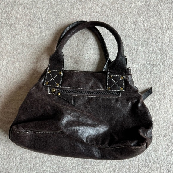 Brown shoulder bag with gold stud detailing - Picture 4 of 7